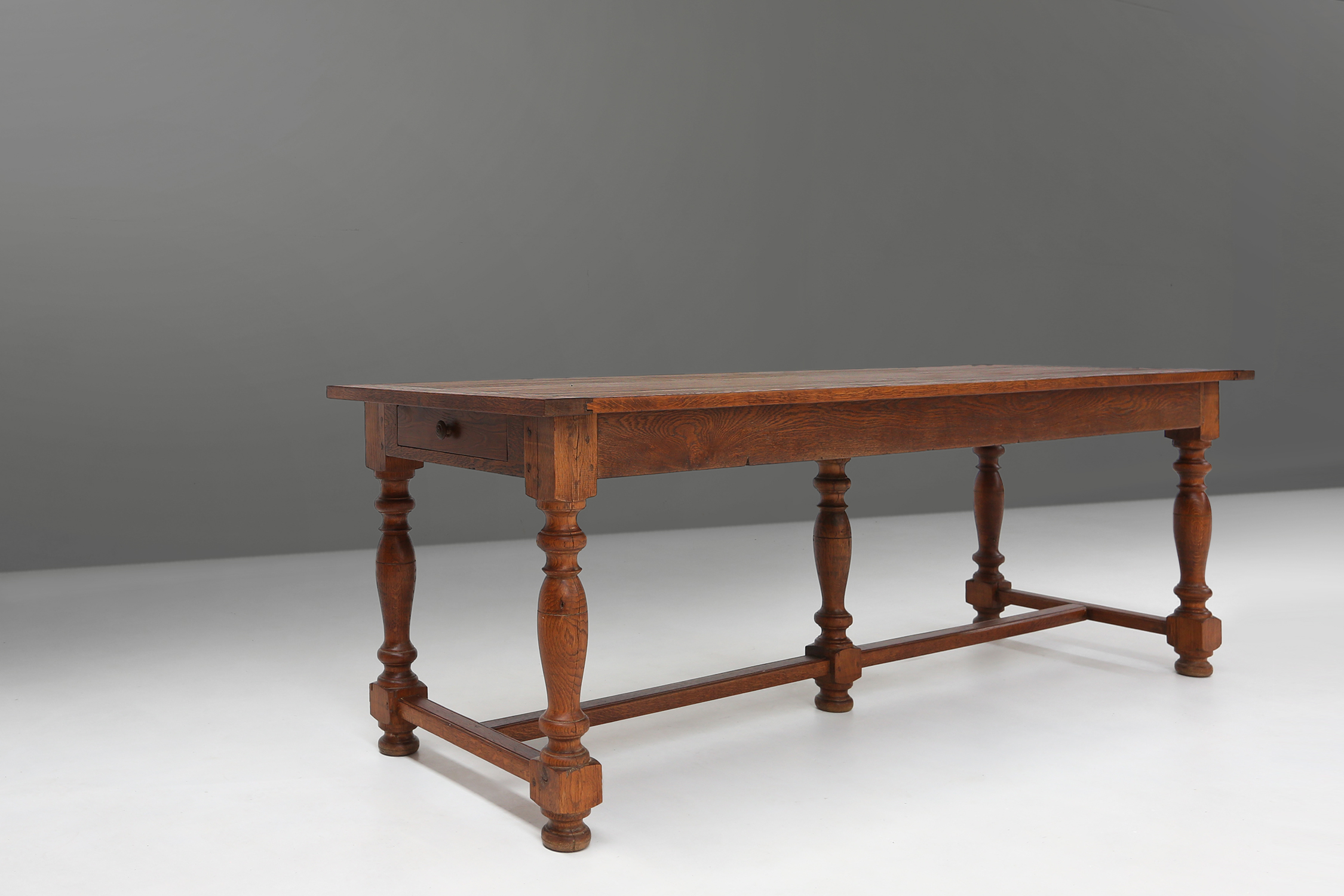 French rustic solid oak dining table 1930thumbnail